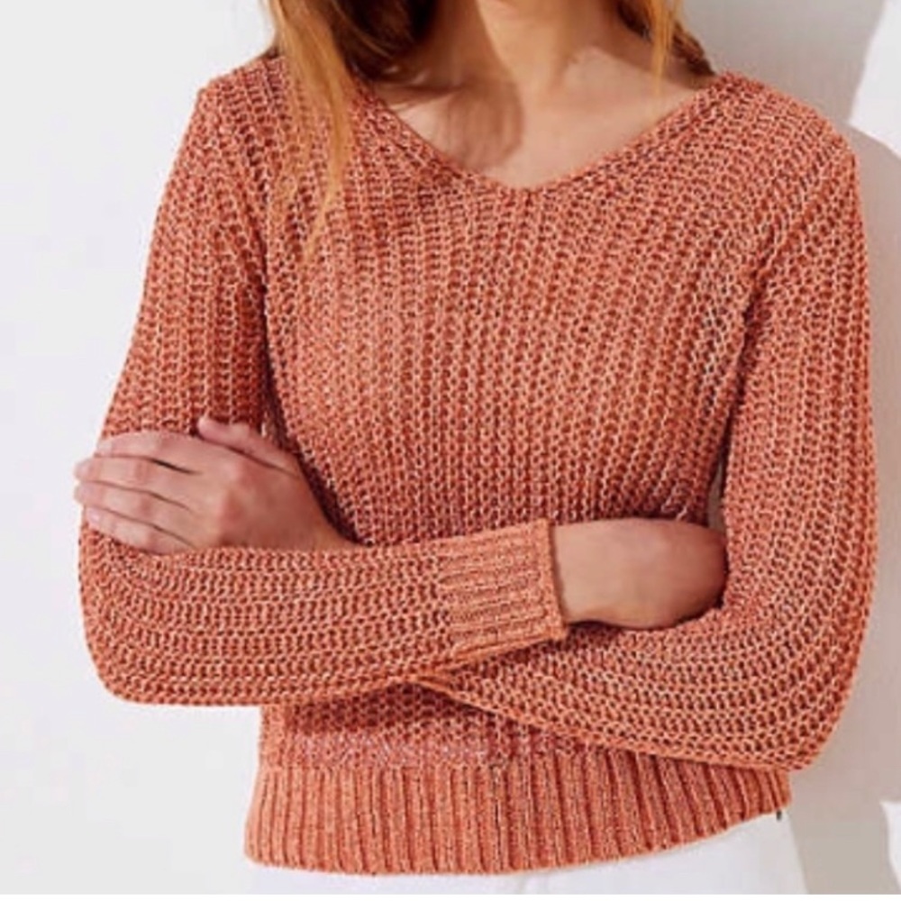 LOFT Woven Knit Pullover Sweater